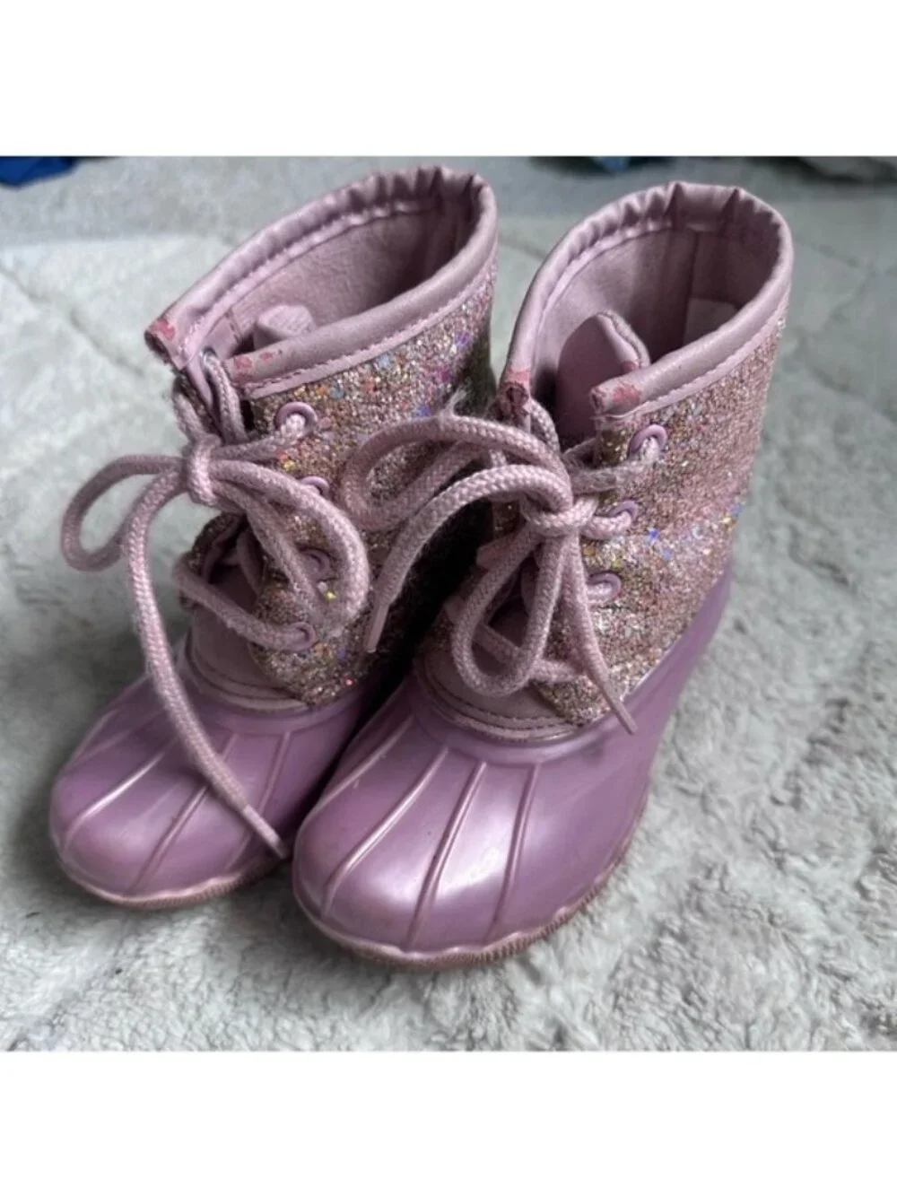 Adrienne Vittadini | Gavin-04T Pink Glitter rainboots | Size 8